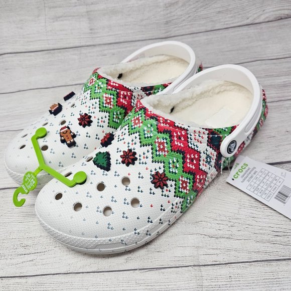 NWT Crocs Men's Classic Lined Holiday Charm Clog Size 13 - Picture 5 of 10
